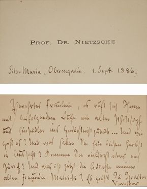  Nietzsche Friedrich : Biglietto da visita del filosofo, autografo firmato.  - Asta Libri, Manoscritti e Autografi - Libreria Antiquaria Gonnelli - Casa d'Aste - Gonnelli Casa d'Aste