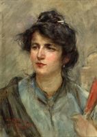 Ritratto di donna veneziana con ventaglio.