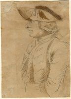 Ritratto di uomo di profilo con tricorno (recto). Studi di figure (verso).