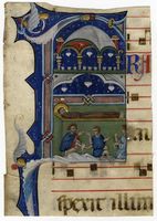 Miracolo degli storpi - copia dal celebre antifonario membranaceo Cantorino 2 (XIV secolo) del maestro dei Corali di Assisi.