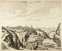 Lotto di tre vedute di Tivoli da Nouveau thèàtre d'Italie, ou, description exacte de ses villes, palais, eglises...