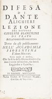 Difesa di Dante Alighieri lezione [...] detta da esso pubblicamente nell'Accademia Fiorentina l'anno 1715. Nella quale si mostra che lo stile della Divina commedia non  rozzo ed incolto, ma bens leggiadro e gentile.