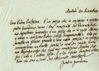 Lettera autografa firmata inviata al Padre Benedetto da Joro.