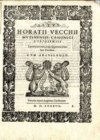 Altus (Bassus) / Horatii Vecchi / Mutinensis, Canonici / Corigiensis / Lamentationes, cum Quattuor pari /bus Vocibus. / Cum Privilegio.