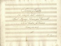 Scena e Duetto / Oh sacro all'amore / [?] / Nel Teatro La Fenice / Venezia 1809.