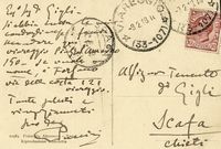 Cartolina postale viaggiata, autografa firmata inviata al Sig.r Gigli.