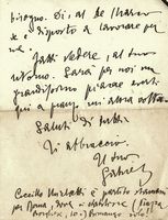 Lettera autografa firmata inviata a Nicolino.