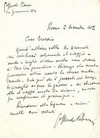 Lettera autografa firmata inviata a Cesare Nordio.