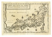 Carte des Isles du Japon Esquelles est Remarque la Route tant par Mer que par Terre que tiennent les Hollandois pour se transporter de la Ville de Nangasaqui a Iedo demeure du Roy de ces mesmes Isles.