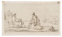Giovane marinaio e uomo anziano seduti in riva al mare.