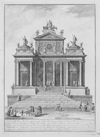 Disegno della Prima Macchina rappresentante compito il Tempio cominciato da Tarquinio Prisico per dedicarlo a Giove, Giunone, e Minerva...