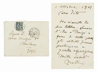 Lettera autografa firmata inviata al pittore Ettore Tito.