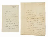 2 lettere autografe firmate inviate a Mademoiselle Elisabeth Chaplin, Firenze.