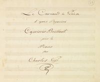 Le Carneval de Venise / d?apres Paganini / Capriccio Brillant / pour le / Piano / par / Charles [Karl] Voss.