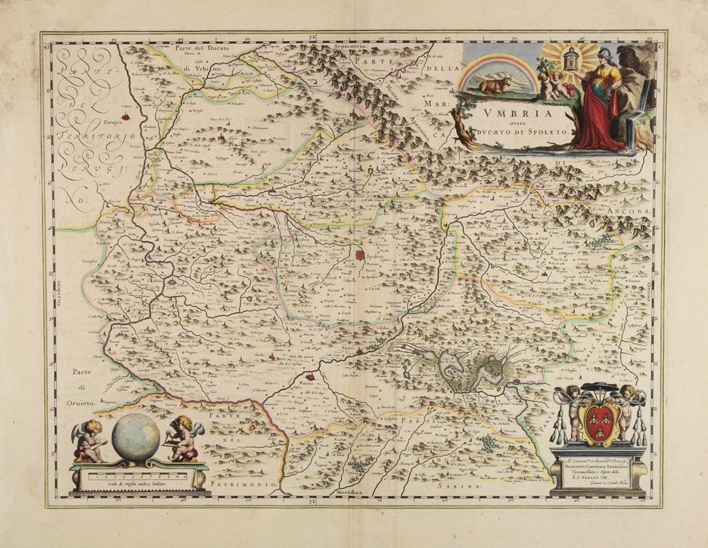 Blaeu Johann Umbria overo Ducato di Spoleto. Asta Stampe, disegni