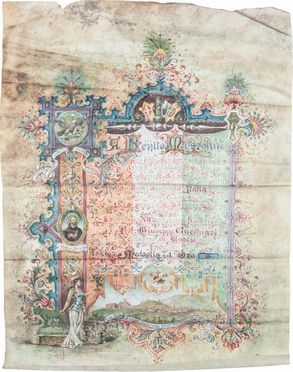 Documento in pergamena dipinto a mano.  - Asta Manoscritti, Libri, Autografi, Stampe & Disegni - Libreria Antiquaria Gonnelli - Casa d'Aste - Gonnelli Casa d'Aste