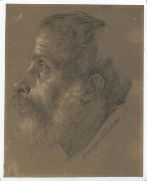  Giuseppe Sabatelli  (Milano, 1813 - Firenze, 1843) : Studio di testa virile barbuta.  - Asta Stampe e Disegni - Libreria Antiquaria Gonnelli - Casa d'Aste - Gonnelli Casa d'Aste