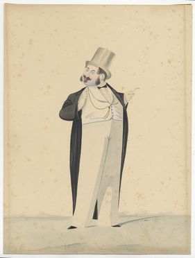  Melchiorre Delfico  (Teramo, 1825 - Portici, 1895) : Caricatura di uomo in frac.  - Asta Stampe e Disegni - Libreria Antiquaria Gonnelli - Casa d'Aste - Gonnelli Casa d'Aste