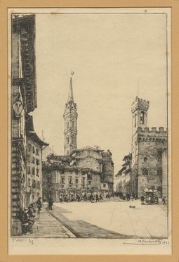  Antonio Carbonati  (Mantova, 1893 - Roma, 1956) : Piazza San Firenze.  - Asta Stampe e Disegni - Libreria Antiquaria Gonnelli - Casa d'Aste - Gonnelli Casa d'Aste
