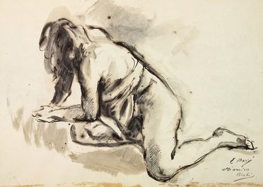 Ennio Pozzi  (Sesto Fiorentino, 1893 - 1972) : Nudo di donna semidistesa.  - Asta Stampe e Disegni - Libreria Antiquaria Gonnelli - Casa d'Aste - Gonnelli Casa d'Aste