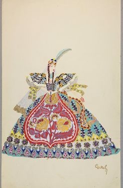  Ladislas Czettel  (Budapest, 1904 - New York, 1949) : Bozzetto di costume per le Folies Bergre.  - Asta Stampe e Disegni - Libreria Antiquaria Gonnelli - Casa d'Aste - Gonnelli Casa d'Aste