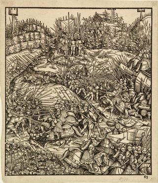  Hans Burgkmair  (Augsburg, 1473 - 1531) : Scena di Battaglia (Battaglia nelle vigne contro i Burgundi).  - Asta Stampe e Disegni - Libreria Antiquaria Gonnelli - Casa d'Aste - Gonnelli Casa d'Aste
