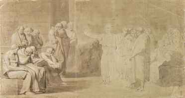  Pelagio Palagi  (Bologna, 1775 - Torino, 1860) [attribuito a] : La morte di Socrate.  - Asta Stampe e Disegni - Libreria Antiquaria Gonnelli - Casa d'Aste - Gonnelli Casa d'Aste