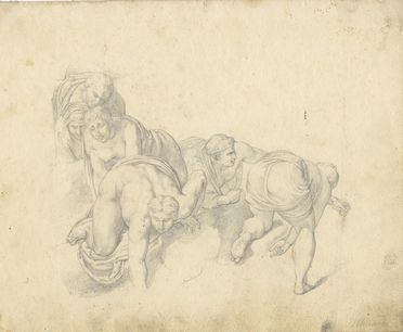  Tommaso Minardi  (Faenza, 1787 - Roma, 1871) : Bozzetto dal Giudizio Universale di Michelangelo.  - Asta Stampe e Disegni - Libreria Antiquaria Gonnelli - Casa d'Aste - Gonnelli Casa d'Aste
