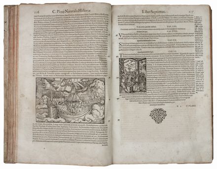  Plinius Secundus Gaius : Historia mundi naturalis [...] In libros XXXVII distributa, vivisque imaginibus illustrata...  Jost Amman  (Zurigo, 1539 - Norimberga, 1591), Hans Burgkmair  (Augsburg, 1473 - 1531)  - Asta Manoscritti, Libri, Autografi, Stampe & Disegni - Libreria Antiquaria Gonnelli - Casa d'Aste - Gonnelli Casa d'Aste
