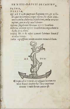  Livius Titus : Decas quarta.  Francesco Torresano  - Asta Manoscritti, Libri, Autografi, Stampe & Disegni - Libreria Antiquaria Gonnelli - Casa d'Aste - Gonnelli Casa d'Aste