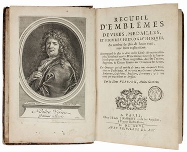  Verrien Nicolas : Recueil d'embl&ecirc;mes, devises, medailles, et figures hieroglyphiques, au nombre de plus de douze cent.... Araldica, Storia, Diritto e Politica  - Auction Manuscripts, Books, Autographs, Prints & Drawings - Libreria Antiquaria Gonnelli - Casa d'Aste - Gonnelli Casa d'Aste