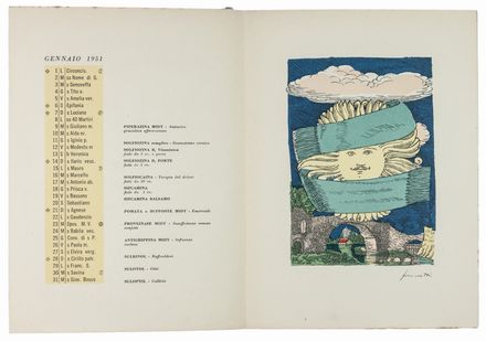  Fornasetti Piero : Lunario del sole per l'anno 1951.  - Asta Manoscritti, Libri, Autografi, Stampe & Disegni - Libreria Antiquaria Gonnelli - Casa d'Aste - Gonnelli Casa d'Aste