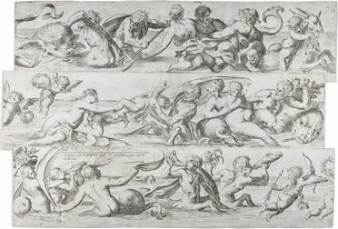  Odoardo Fialetti  (1572) : Fregi di tritoni marini, glauchi, sirene, amori, mostri, delfini.  - Asta Manoscritti, Libri, Autografi, Stampe & Disegni - Libreria Antiquaria Gonnelli - Casa d'Aste - Gonnelli Casa d'Aste