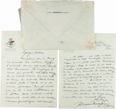  Callas Maria : Raccolta di lettere intercorse tra Maria Callas, la segretaria Teresa D'Addato, il Sovrintendente del Teatro alla Scala Antonio Ghiringhelli, l'avvocato fiorentino Vito Pollice a proposito della pubblicazione di una lettera della cantante.  - Asta Manoscritti, Libri, Autografi, Stampe & Disegni - Libreria Antiquaria Gonnelli - Casa d'Aste - Gonnelli Casa d'Aste