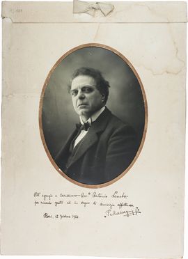  Mascagni Pietro : Ritratto fotografico con dedica e firma autografa.  - Asta Manoscritti, Libri, Autografi, Stampe & Disegni - Libreria Antiquaria Gonnelli - Casa d'Aste - Gonnelli Casa d'Aste
