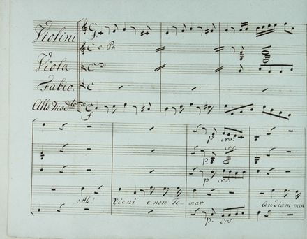  Mussini Natale : Duetto / del Dramma di Brenno / Per Tenore e Soprano / Cantato / Da Ostilia Rommna [sic!] e Fabio Console di Roma / Posto in Musica da N. Mussini.  - Asta Manoscritti, Libri, Autografi, Stampe & Disegni - Libreria Antiquaria Gonnelli - Casa d'Aste - Gonnelli Casa d'Aste