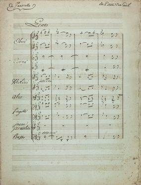  Paisiello Giovanni : Aria eseguita dal 'jeune israelite' dal 2. act de Sa&uuml;l.  - Asta Manoscritti, Libri, Autografi, Stampe & Disegni - Libreria Antiquaria Gonnelli - Casa d'Aste - Gonnelli Casa d'Aste