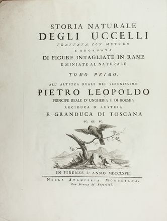  Manetti Saverio : Storia naturale degli uccelli trattata con metodo [...]. Tomo primo.  Violante Lampredi Vanni  ( - 1776), Lorenzo Lorenzi  - Asta Manoscritti, Libri, Autografi, Stampe & Disegni - Libreria Antiquaria Gonnelli - Casa d'Aste - Gonnelli Casa d'Aste