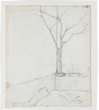  Silvestro Lega  (Modigliana, 1826 - Firenze, 1895) : Terrazza con albero. Marina.  - Asta Manoscritti, Libri, Autografi, Stampe & Disegni - Libreria Antiquaria Gonnelli - Casa d'Aste - Gonnelli Casa d'Aste