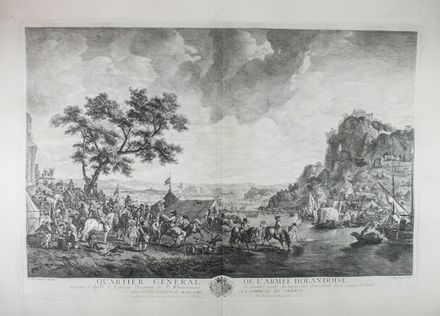  Jean Moyreau  (1690 - 1762) : Grande chasse au cerf. Quartier general de l'armée Hollandoise (da Philips Wouwerman).  Philips Wouwerman  (Haarlem, 1619 - 1668)  - Asta Manoscritti, Libri, Autografi, Stampe & Disegni - Libreria Antiquaria Gonnelli - Casa d'Aste - Gonnelli Casa d'Aste