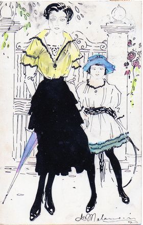  Luigi Melandri  (Piangipane, 1892 - Milano, 1955) : Serie di 6 cartoline postali dipinte a mano.  - Asta Manoscritti, Libri, Autografi, Stampe & Disegni - Libreria Antiquaria Gonnelli - Casa d'Aste - Gonnelli Casa d'Aste