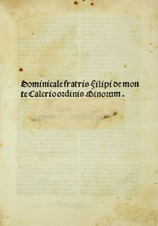  Philippus de Monte Calerio : Dominicale.  - Asta Libri, Grafica - Libreria Antiquaria Gonnelli - Casa d'Aste - Gonnelli Casa d'Aste
