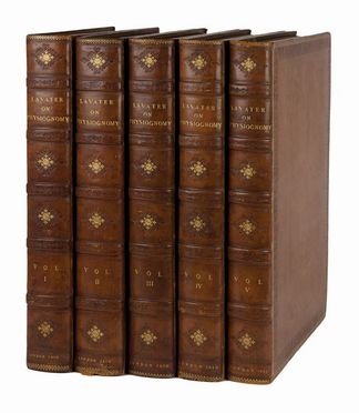  Lavater Johann Caspar : Essays on Physiognomy, designed to promote the Knowledge and Love of Mankind [...]. Volume I (-III part II).  William Blake  (Londra, 1757 - Londra, 1827), Johann Heinrich Füssli  (Zurigo, 1741 - Putney Hill, Londra, 1841), Thomas Holloway  - Asta Libri, Grafica - Libreria Antiquaria Gonnelli - Casa d'Aste - Gonnelli Casa d'Aste