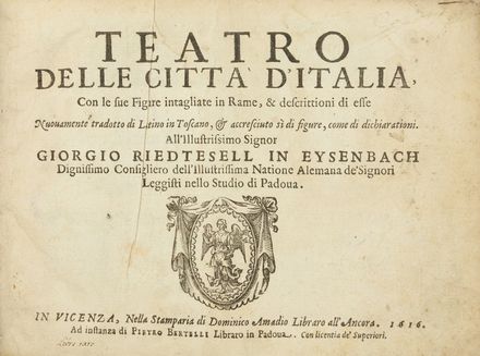  Bertelli Pietro : Teatro delle città d'Italia...  - Asta Libri, Grafica - Libreria Antiquaria Gonnelli - Casa d'Aste - Gonnelli Casa d'Aste