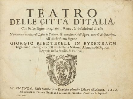  Bertelli Pietro : Teatro delle citt d'Italia...  - Asta Libri, Grafica - Libreria Antiquaria Gonnelli - Casa d'Aste - Gonnelli Casa d'Aste