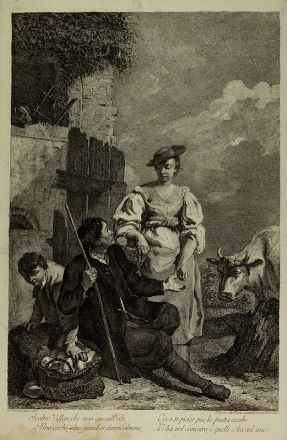  Fabio Berardi  (Siena, 1728 - Venezia, 1788) : Scaltro villan, che steso qui sull'erbe Altro cerchi, altro guardi, or dimmi almeno Cosa ti piace pi&ugrave;, le frutta acerbe C'ha nel canestro, o quelle c'ha nel seno? Da Giovan Battista Piazzetta.  Giovanni Battista Piazzetta  (Venezia, 1683 - 1754)  - Asta Libri, Grafica - Libreria Antiquaria Gonnelli - Casa d'Aste - Gonnelli Casa d'Aste
