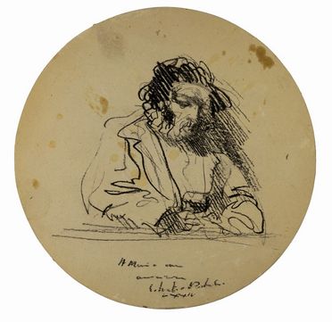  Silvestro Pistolesi  (Firenze, 1943) : Figura maschile a un tavolo.  - Asta Libri, Grafica - Libreria Antiquaria Gonnelli - Casa d'Aste - Gonnelli Casa d'Aste