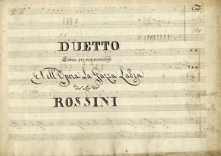  Rossini Gioachino : Duetto / Dunque io son tu non m'inganni / [?] / nell'Opera il Barbiere di Siviglia. Musica, Musica, Teatro, Spettacolo  - Auction Books, Prints and Drawings - Libreria Antiquaria Gonnelli - Casa d'Aste - Gonnelli Casa d'Aste