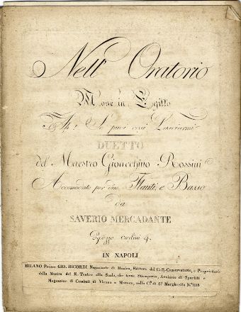  Mercadante Saverio : Sinfonia nella Nitocri.  Gioachino Rossini  (1792 - 1868)  - Asta Libri, Grafica - Libreria Antiquaria Gonnelli - Casa d'Aste - Gonnelli Casa d'Aste