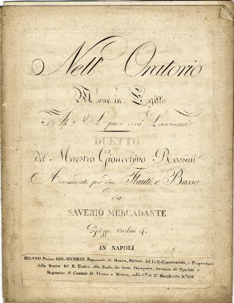  Mercadante Saverio : Sinfonia nella Nitocri. Musica, Musica, Teatro, Spettacolo  Gioachino Rossini  (1792 - 1868)  - Auction Books, Prints and Drawings - Libreria Antiquaria Gonnelli - Casa d'Aste - Gonnelli Casa d'Aste